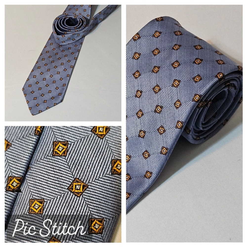 Vtg Brooks Brothers Makers Silk Steel Blue Neck  3.5" Stain Resistant  ITALY